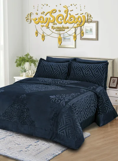 Master Home Textile Velvet Comforter Sets, 7 Pcs King Size, Fits 200 x 200 cm Double Size Bed, With Removable Filling, Soft, Warm